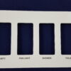 a picture of an engraved Lutron gloss white plate four gang
