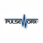 Pulse Worx lack and Blue Logo on White Background