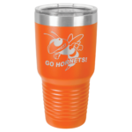 A Double Insulated Orange Tumbler Engraved With Logo