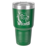 A Double Insulted Tumbler Engraved With Logo in Green