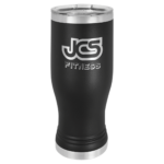 A Metal Black Tumbler With Black Engraving
