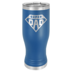 A Metal Tumbler With Full Blue Engraving