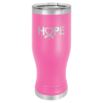 A Metal Tumbler With Full Pink Engraving