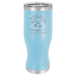 A Metal Tumbler With Full Ice Blue Engraving
