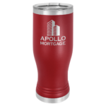 A Metal Tumbler With Full Cherry Red Engraving