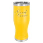 A Metal Tumbler With Full Yellow Engraving