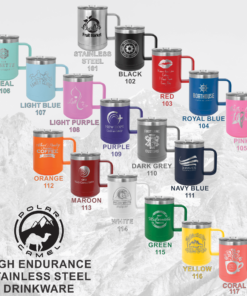 Thermos Mugs of Different Colors on Display